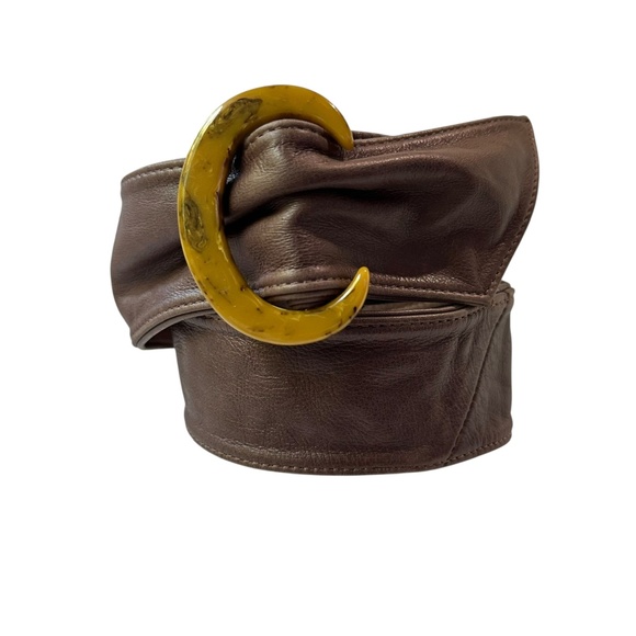 Genuine VICTORIA TEA Brown Genuine Leather Belt For Women Small - Picture 3 of 9